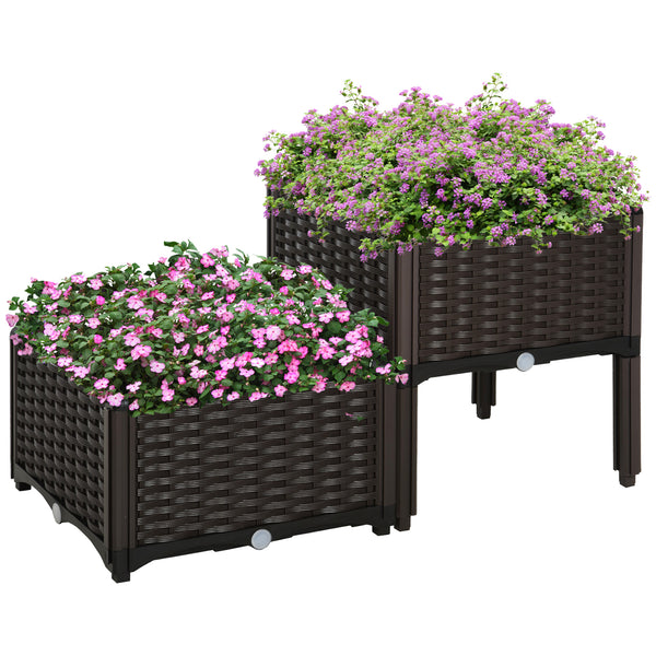 Lot de 2 bacs de jardin surélevés en PP pour fleurs, légumes et herbes aromatiques