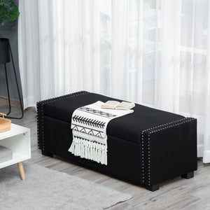 Banc de rangement rabattable rembourré en tissu, gris foncé