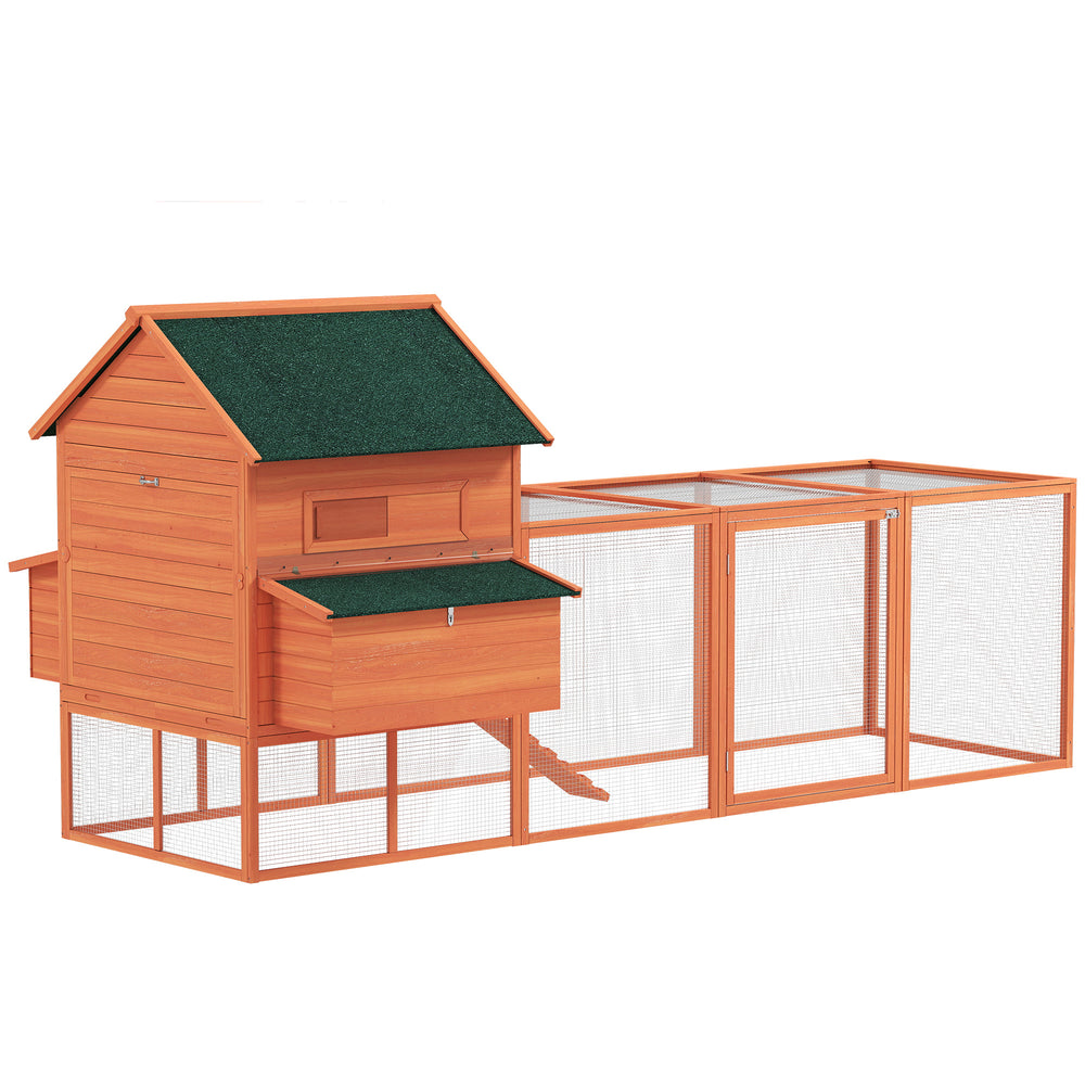 Poulailler en bois 137" avec enclos et pondoir, orange