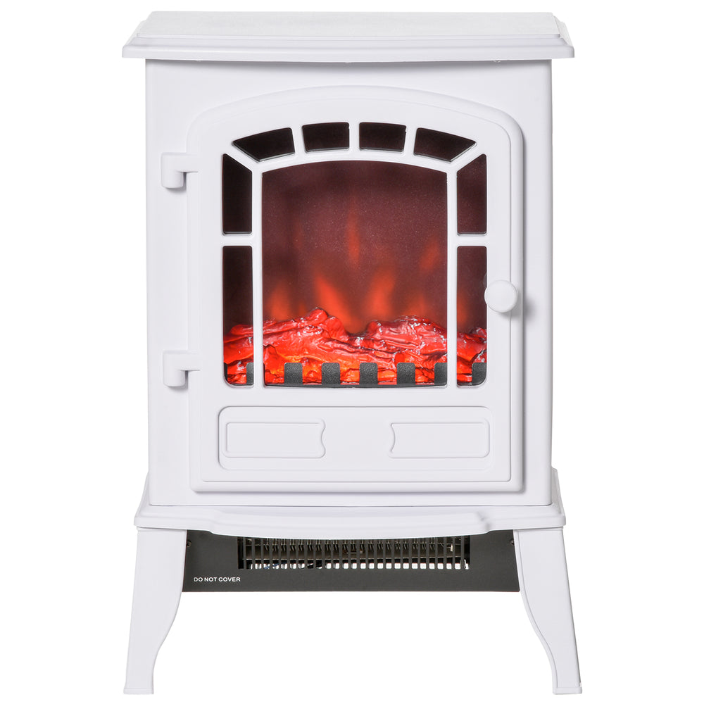 Cheminée électrique avec effet de flamme réaliste 750 W/1 500 W, blanc