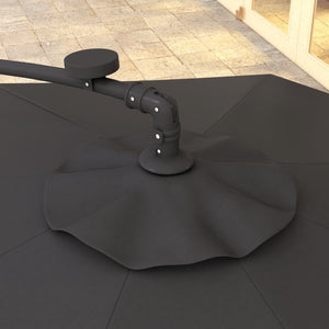 Parasol déporté de 9,5 pieds avec éclairage solaire LED et lestage, gris foncé