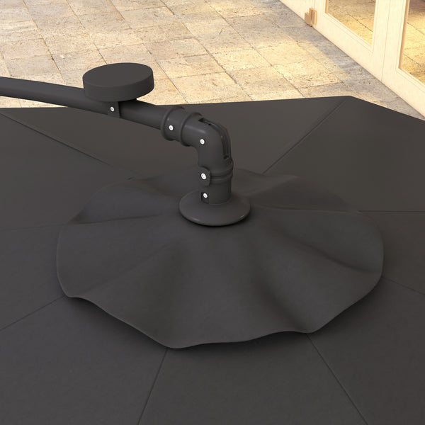 Parasol déporté de 9,5 pieds avec éclairage solaire LED et lestage, gris foncé