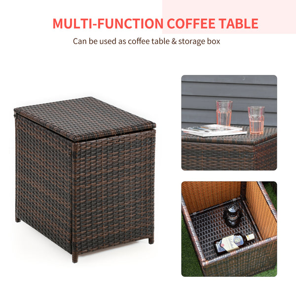 Ensemble de mobilier de jardin 3 pièces en résine tressée avec table basse, rouge