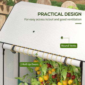 Portable tomato greenhouse with roll-up door, white