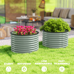 Ensemble de 2 bacs à jardin surélevés avec bordure de sécurité, vert