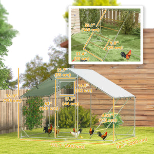 Enclos à poules en métal grand format avec housse imperméable et résistante aux UV