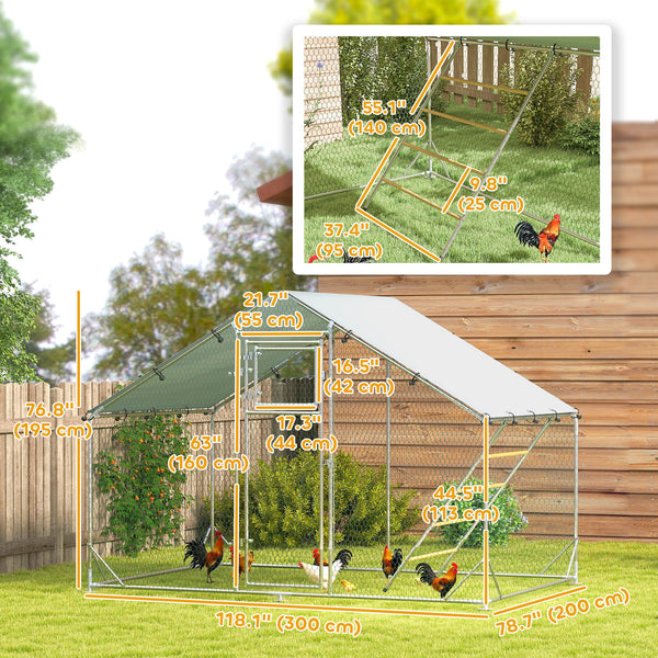 Enclos à poules en métal grand format avec housse imperméable et résistante aux UV