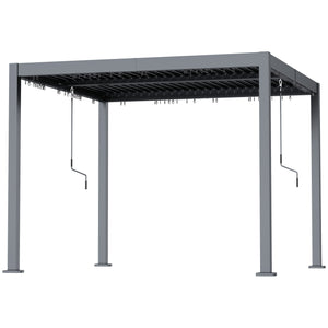 Pergola à persiennes 10' x 10' avec toit métallique réglable et cadre en aluminium à toit rigide avec système de drainage