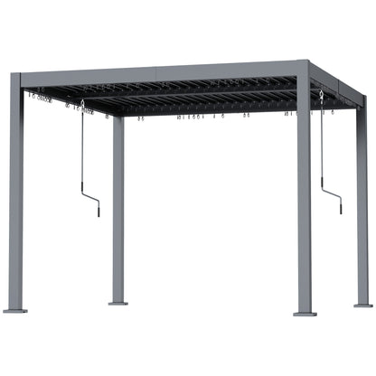 Pergola à persiennes 10' x 10' avec toit métallique réglable et cadre en aluminium à toit rigide avec système de drainage