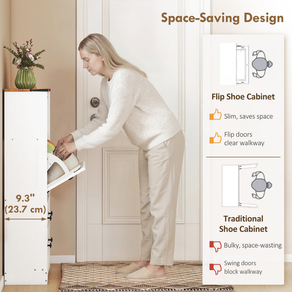 Shoe cabinet with 2 tilt-out shoe drawers, white