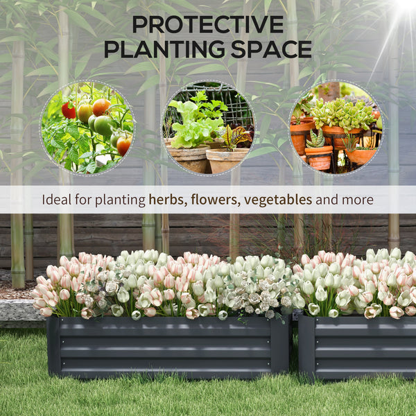 Ensemble de 2 jardinières surélevées en acier, gris foncé