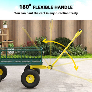 Chariot de jardin avec ridelles amovibles, vert