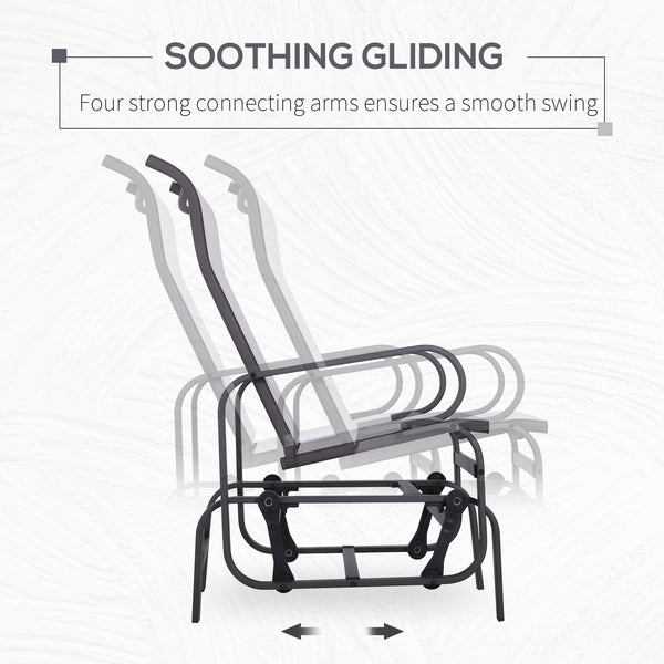 Outdoor Mesh Glider Swing Chair Patio Garden Rocking Gliding Seat Yard Porch Furniture, Brown Beige