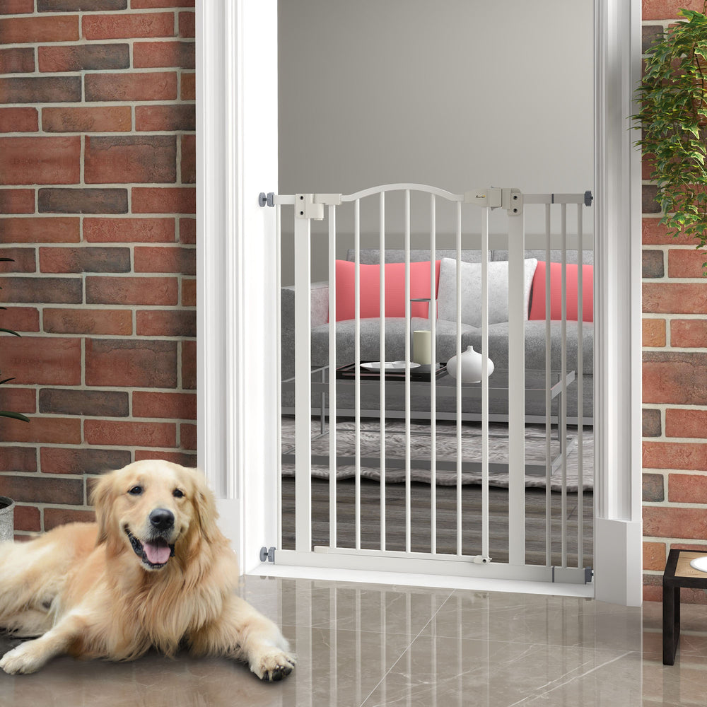 Barrière pour chien extra haute avec porte, blanche