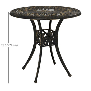 30-inch Round Patio Dining Table with Umbrella Hole Cast Aluminium Outdoor Bistro Table, Brown