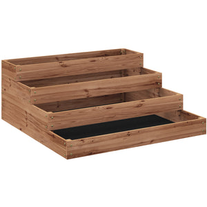 Jardinière surélevée à 4 niveaux verticale en bois avec doublure pour légumes, fleurs et herbes aromatiques, marron foncé