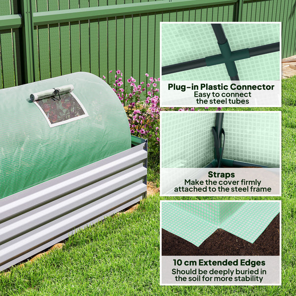 Portable mini greenhouse with 5 mesh windows and steel frame