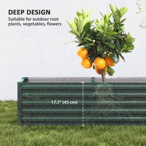 Jardinière surélevée galvanisée renforcée à fond ouvert, verte