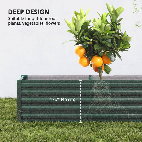 Jardinière surélevée galvanisée renforcée à fond ouvert, verte