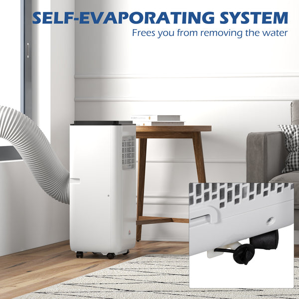 Climatiseur mobile de 8 000 BTU, 345 pi² (32 m²), déshumidificateur, ventilateur, mode veille automatique, minuterie 24 h marche/arrêt, kit fenêtre, blanc