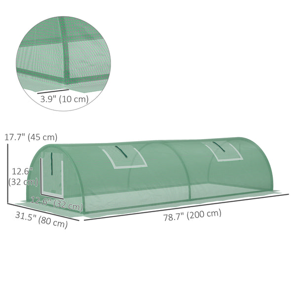 Portable mini greenhouse with 5 mesh windows and steel frame