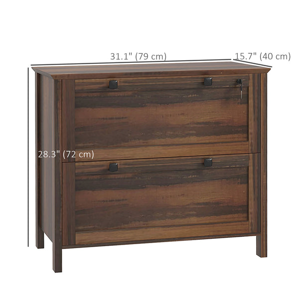 Classeur à 2 tiroirs, verrouillable, avec barre de suspension réglable, pour formats Lettre, A4 et Légal, marron