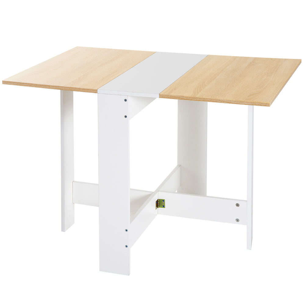 Folding wooden dining table, white/oak