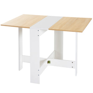 Table de salle à manger pliante en bois, blanc/chêne
