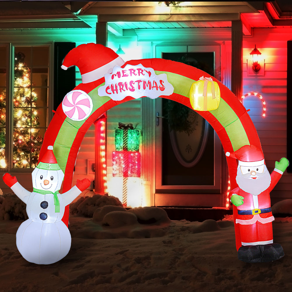 Arche gonflable de Noël de 3 mètres avec Père Noël et bonhomme de neige