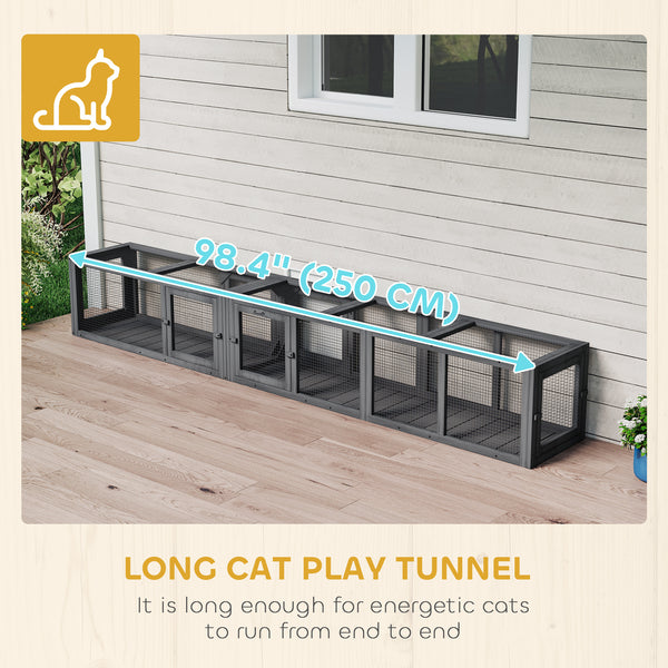 Tunnel pour chat modulable, gris foncé