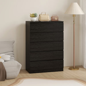 5-drawer dresser for bedroom, black