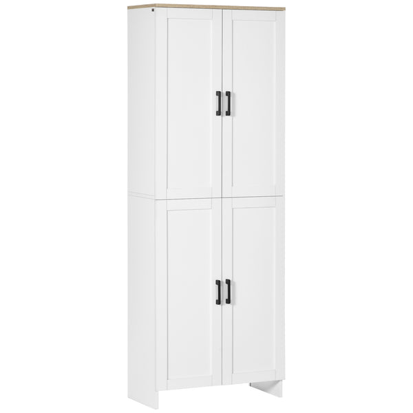 Armoire de cuisine 4 portes avec étagères réglables, blanc