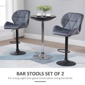 Set of 2 bar stools without armrests, grey