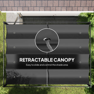 Pergola de patio 7 x 10 avec auvent rétractable, noir