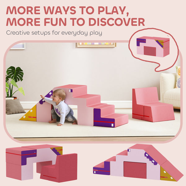 Blocs d'escalade en mousse 2 pièces avec housse amovible rose