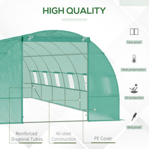 Large garden tunnel greenhouse with premium steel frame