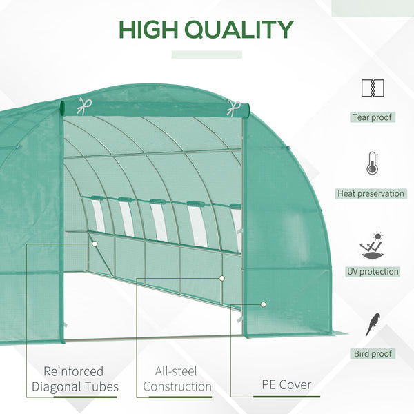 Large garden tunnel greenhouse with premium steel frame