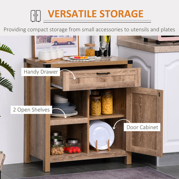 Rustic-style storage sideboard with barn doors, light oak finish