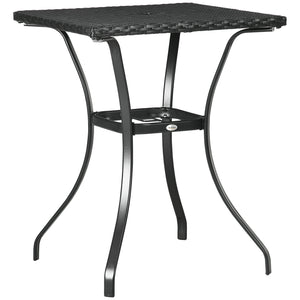 Table basse d'extérieur en résine tressée avec trou pour parasol, noir