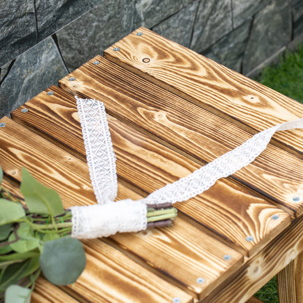 Banc de jardin d'extérieur en bois de sapin, carbonisé