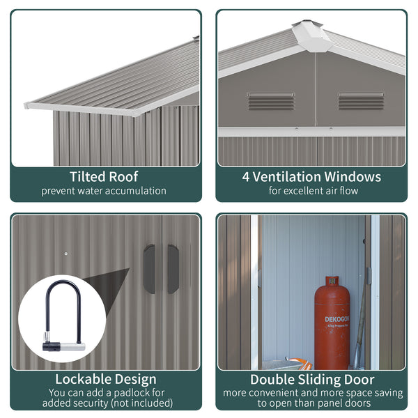 Abri de jardin en métal gris