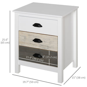 Table d'appoint avec 3 tiroirs, blanc