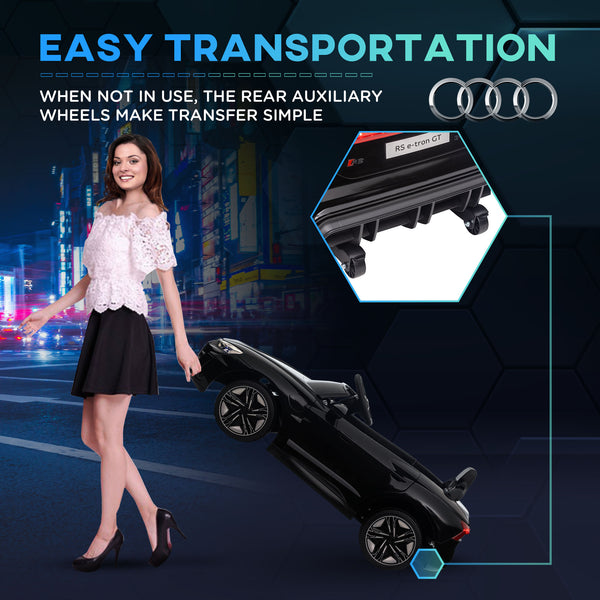 Voiture électrique pour enfants, 12 V, 5 km/h, avec suspension, klaxon, noire