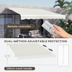 12'x10' Electric Retractable Awning, UV Protection Sun Shade Shelter w/ Remote Controller for Deck Balcony Yard, Cream