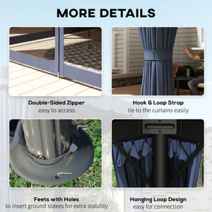 Abri de jardin double 10' x 10'  avec rideaux et moustiquaires, bleu foncé
