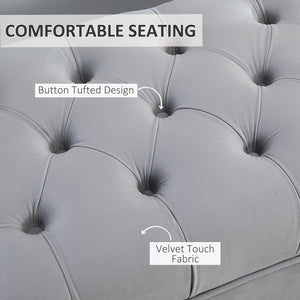Banc de chevet rembourré avec capitonnage à boutons, gris