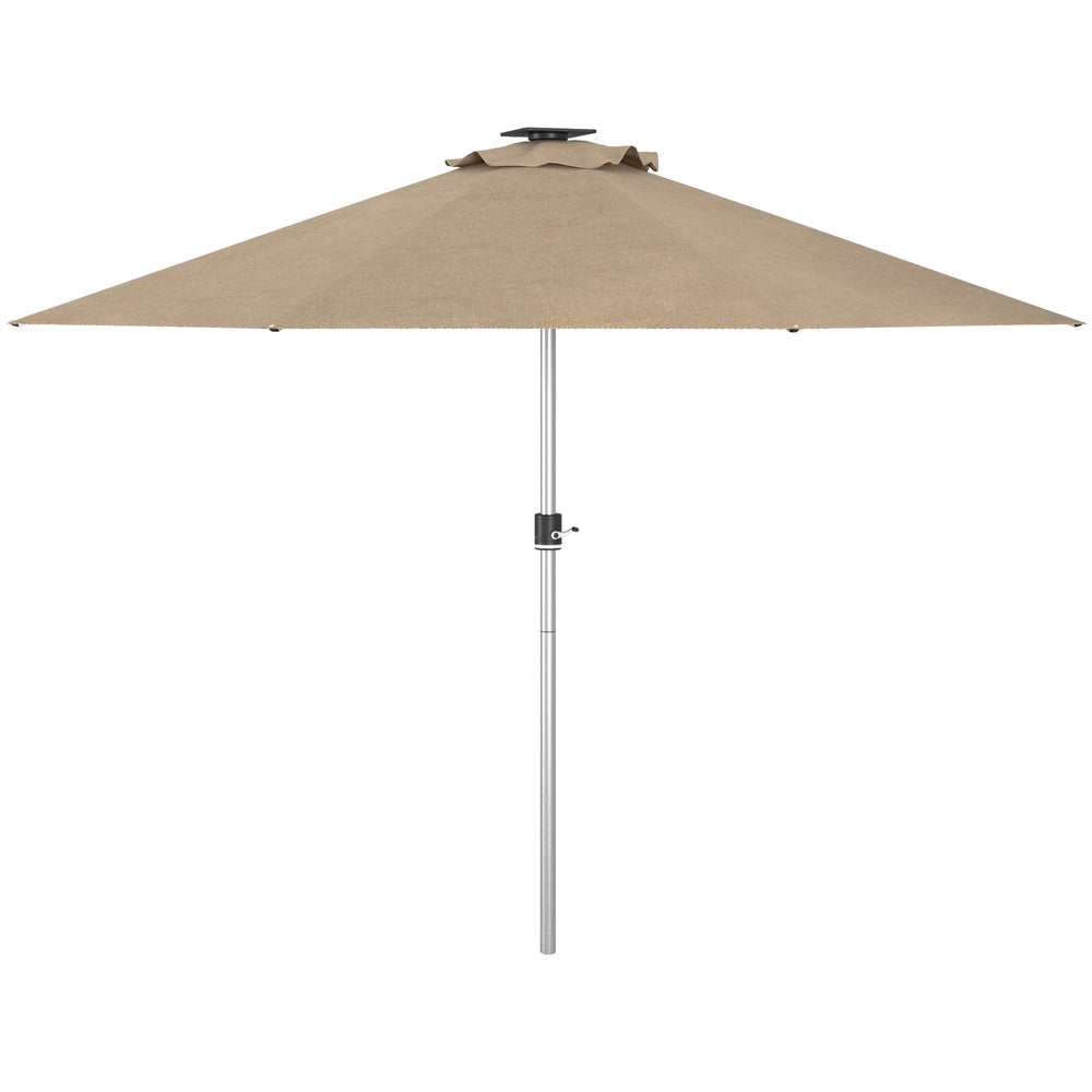 Parasol lumineux à LED de 9,6 pieds, avec 4 modes d'éclairage, chargement solaire et USB, beige