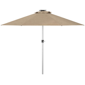 Parasol lumineux à LED de 9,6 pieds, avec 4 modes d'éclairage, chargement solaire et USB, beige