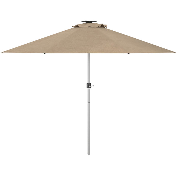 Parasol lumineux à LED de 9,6 pieds, avec 4 modes d'éclairage, chargement solaire et USB, beige