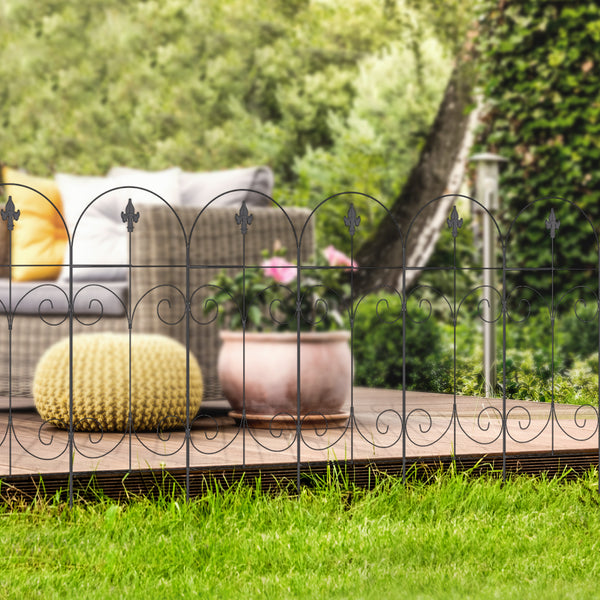 Lot de 8 panneaux de clôture de jardin en métal